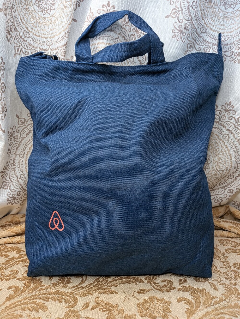 Baggu Canvas Tote Bag 16"x 15"x 5" Navy Blue 100% Cotton